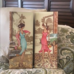 Canvas wall decor fashion runway tropical boho vintage Havana Coastal